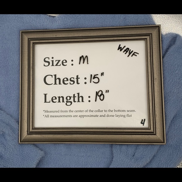 WAYF Fuzzy Blue Puff Long Sleeve Cropped Crew Neck Sweater Size Medium - Picture 7 of 8